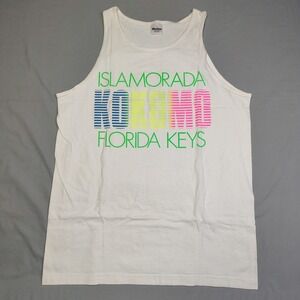 Vintage Murina Islamorada Kokomo Florida Keys Tank Top Mens Large White Neon USA